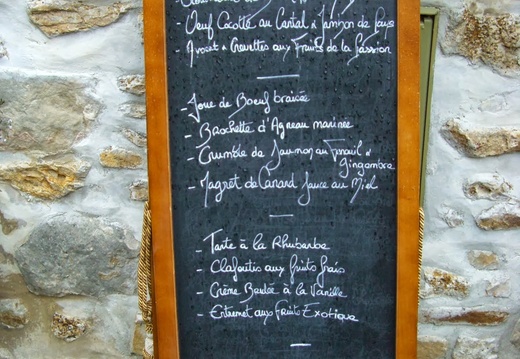 Le  menu du St Louis à St Sulpice